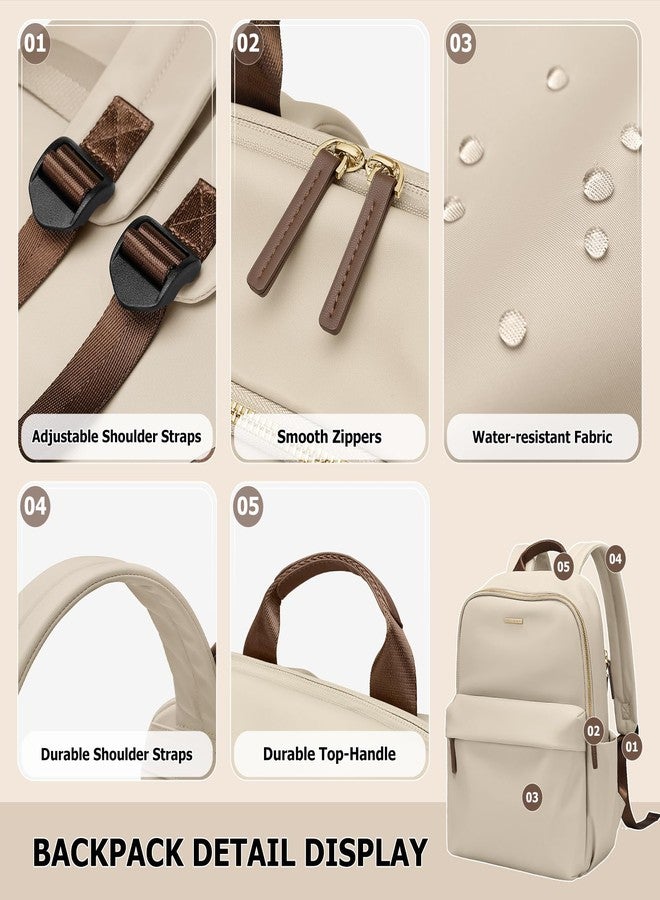 GOLF QUALITY Laptop Backpack for Women Fit 14 Inch Stylish Daypack Notebook Travel Work Commuter Casual Daypack Backpack Purse for Women Travel Business (Apricot) - Image 4