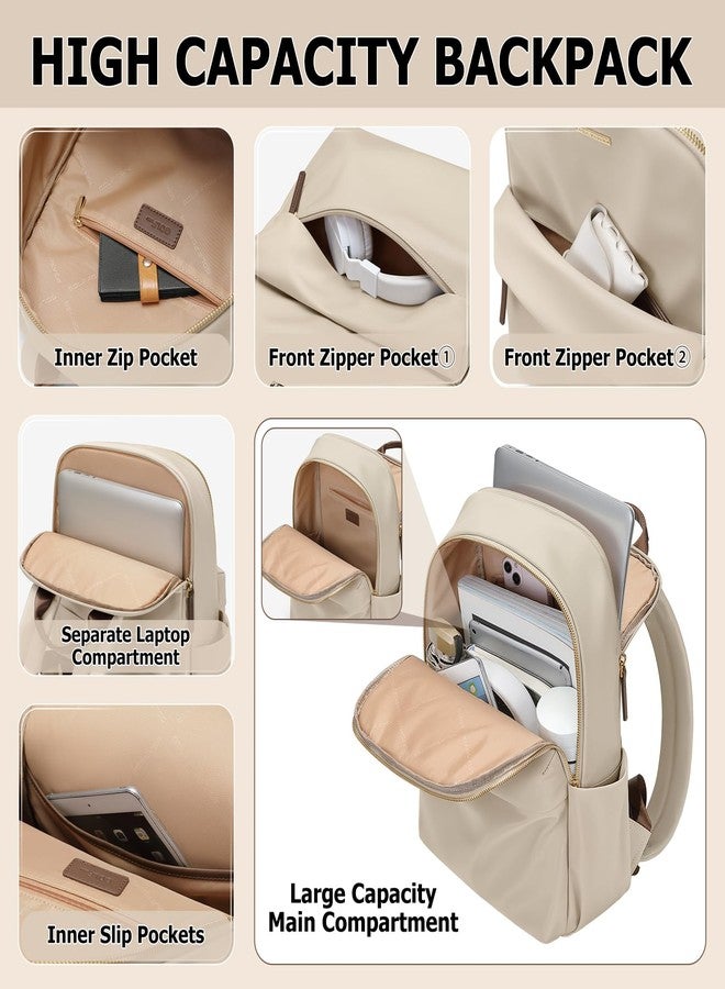 GOLF QUALITY Laptop Backpack for Women Fit 14 Inch Stylish Daypack Notebook Travel Work Commuter Casual Daypack Backpack Purse for Women Travel Business (Apricot) - Image 3