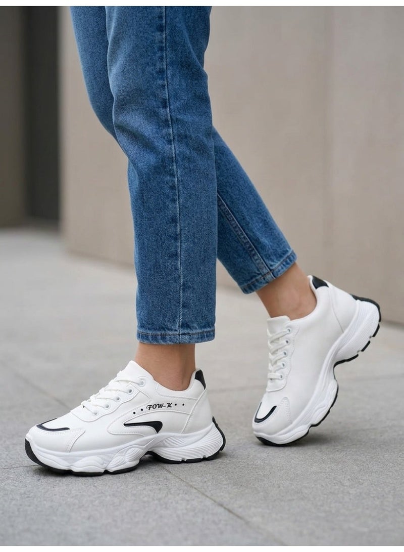 فيبراندا كوتشي نسائي أنيق بتصميم عصري يمنحك مظهرًا شبابيًا L-7-ابيض&اسود - Image 1