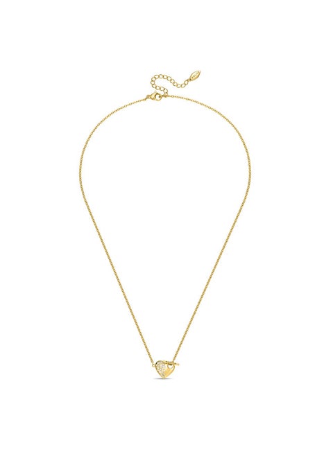 Heartstone NecklaceHeart-Shaped Convex Pendant with Radiant Crystals and  Signature, Bold Love