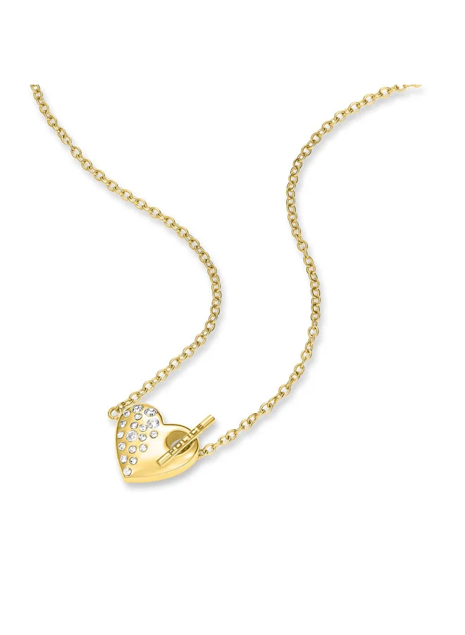 POLICE Heartstone NecklaceHeart-Shaped Convex Pendant with Radiant Crystals and  Signature, Bold Love