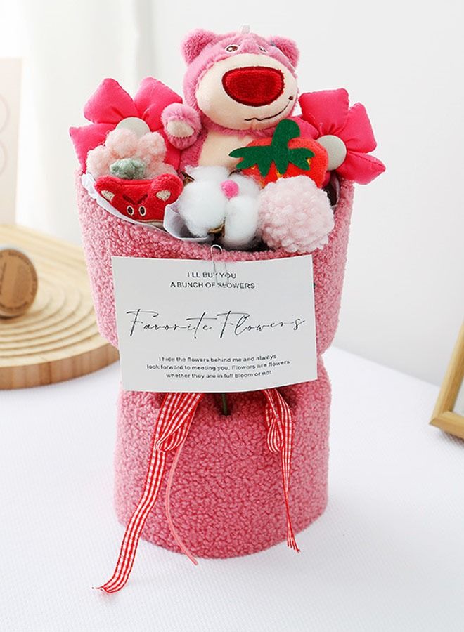 Strawberrybear Lotso Cute Romantic Plush Toy Bouquet with LED Lights - Perfect Gift for Special Occasions,girl,birthday gift,friend 35*18cm  - Image 3