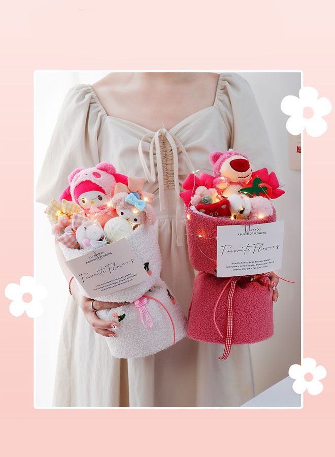 Strawberrybear Lotso Cute Romantic Plush Toy Bouquet with LED Lights - Perfect Gift for Special Occasions,girl,birthday gift,friend 35*18cm  - Image 5
