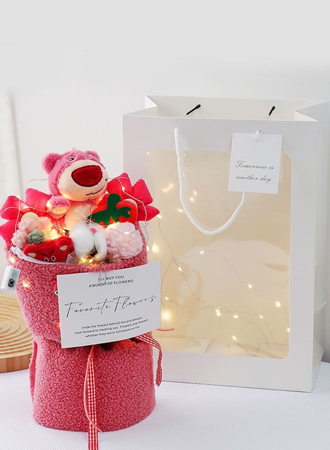 Strawberrybear Lotso Cute Romantic Plush Toy Bouquet with LED Lights - Perfect Gift for Special Occasions,girl,birthday gift,friend 35*18cm  - Image 2