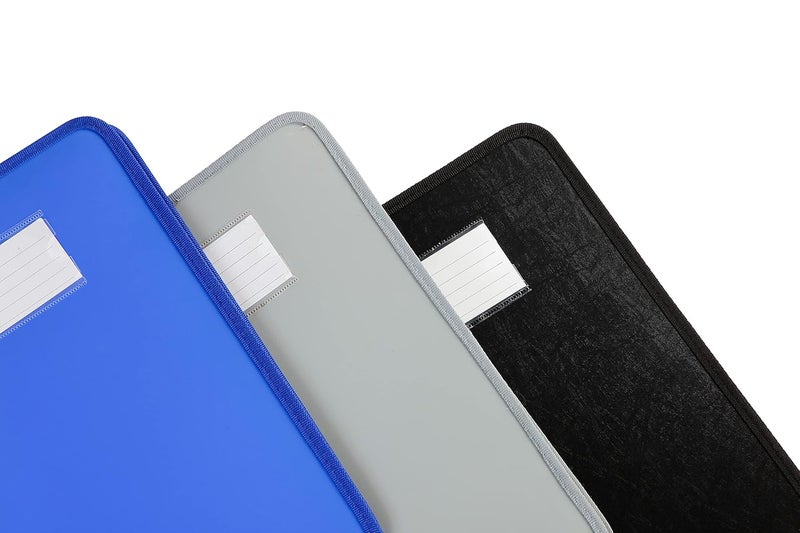 WORLDONE Zipper Display Book Folder for Documents, with Name Card, Made of 0.8mm Virgin PP Material with 20 Bound Plastic Binder Sleeves, Size FC (fullscap), Blue, Set of 1 - Image 5