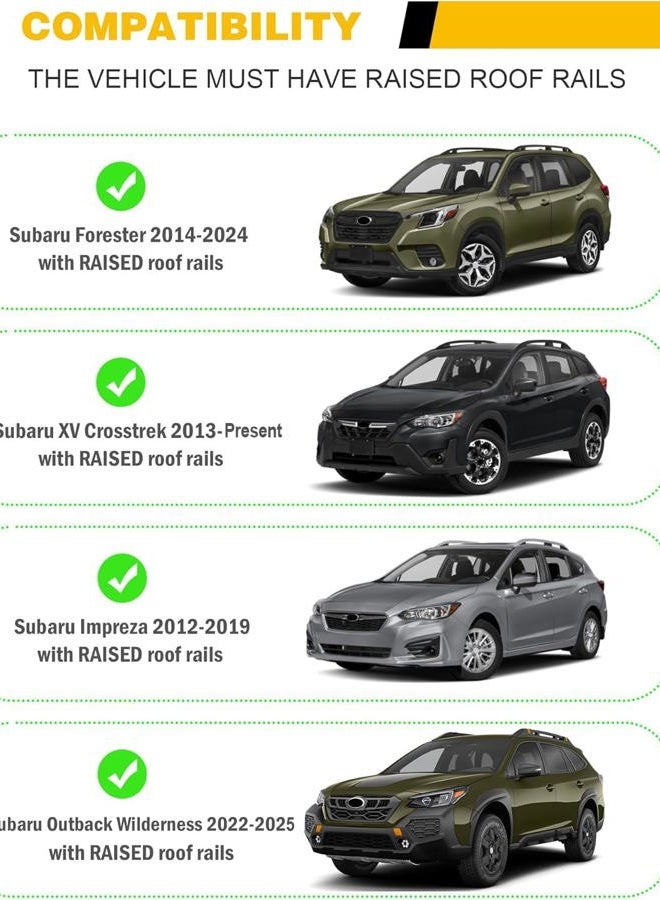EZREXPM Cross Bars Roof Rack Fit for 2014-2023 Subaru Forester / 2013-2023 XV Crosstrek / 2012-2019 Impreza Cargo Carrier with Raised Side Rails - Image 2