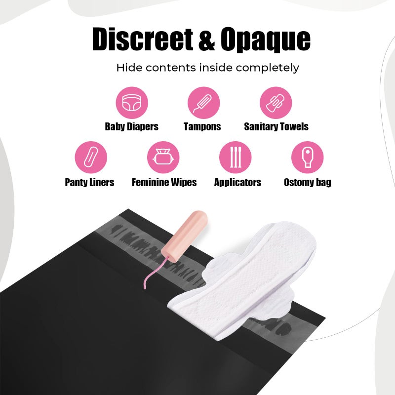 Dergik 160 pcs Sanitary Napkin Disposal Bags, Personal Care Feminine Hygiene Disposal Bags, Opaque, Odor Control, Discreet Disposal for Tampons, Pads, Liners,Diapers, with Pouch, Black - Image 2