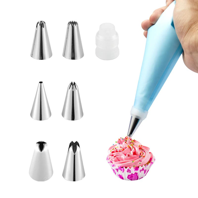 Kasmoire Kasmoire 6Pcs Piping Bag and TipsCake Decorating Supplies Kit With Pastry Bag For Baking Decorating CakeCupcake and Cookie 