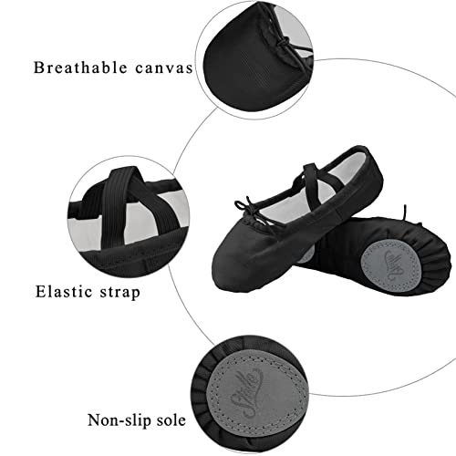 Stelle Canvas Ballet Shoes for Girls Dance Ballet Slippers Shoes(Toddler/Little/Big Kid/Women)(10MT, Black) - Image 4