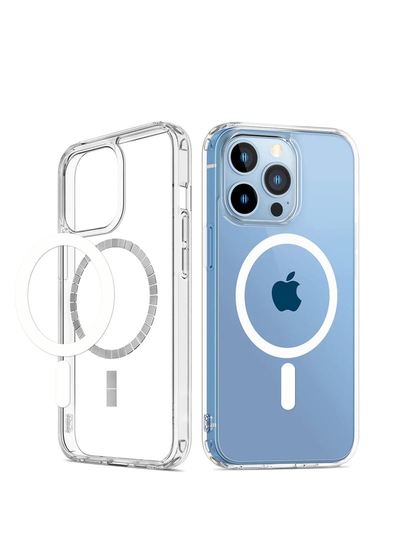 غطاء هاتف شفاف مقاوم للصدمات من مادة TPU الواقية من الصدمات لغطاء هاتف مغناطيسي شفاف غير لامع لهاتف iphone 15 Pro Max