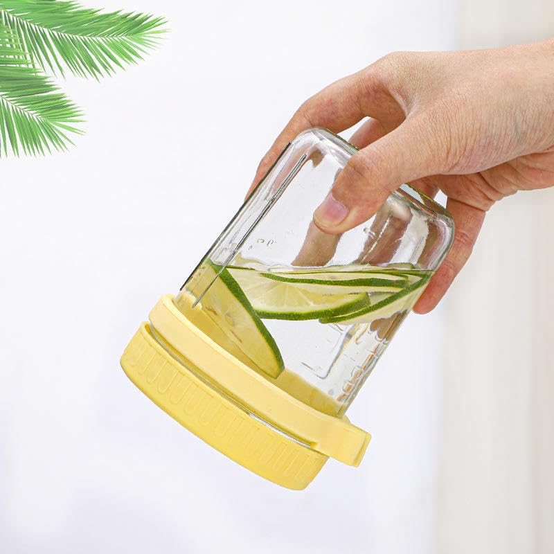 VISMII Spoon Glass Mason Jars Containers with Lids Oats Jars Leak Proof Oatmeal for Overnight Oats Meal Prep Yogurt Chia Pudding Salad Fruit Pack Of 2 - Image 2
