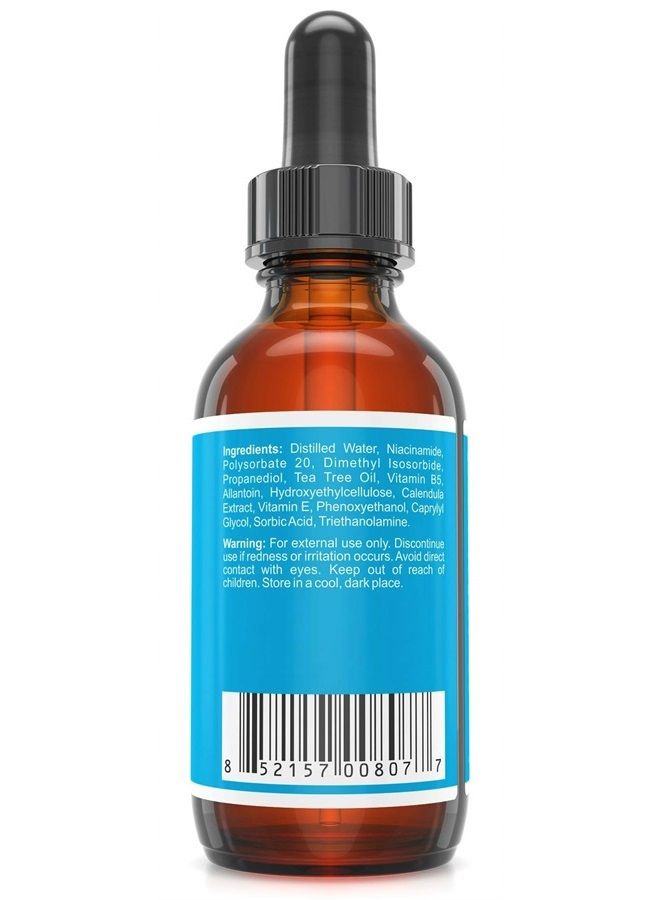 QRxLabs NiacinaMax Serum with 10% Niacinamide (Vitamin B3), Tea Tree Oil, Calendula Extract, Allantoin and Vit. B5 & E – Enhanced Dermal Penetration – Shrinks Pores & Reduces Blemishes on Skin – 2 oz / 60 ml - Image 3