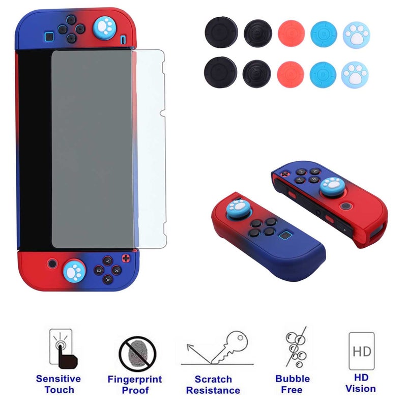 COMCOOL Dockable Case for Nintendo Switch - 3 in 1 Protective Cover Case for Nintendo Switch and Joy-Con Controller with Screen Protector - Red Blue - Image 4