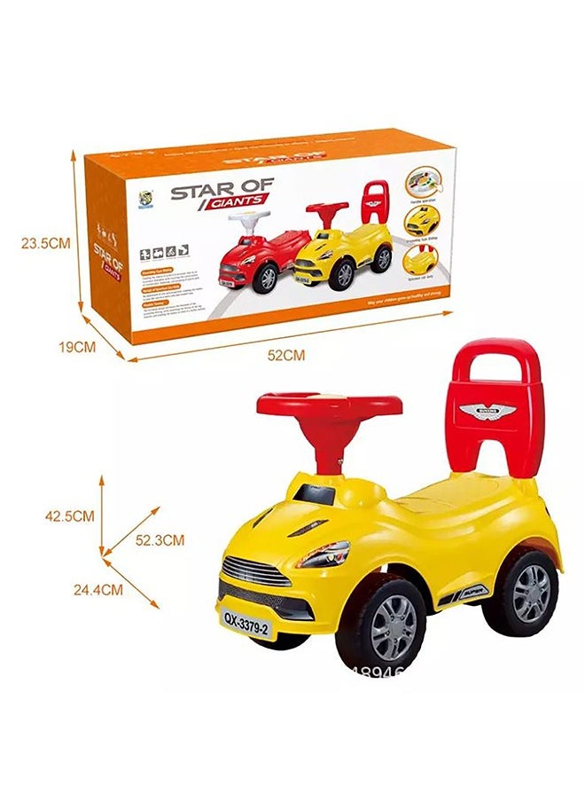 Galaxy Toys Ride-On Sports Car for Kids – Interactive Steering Wheel with Lights & Sounds, Indoor & Outdoor Fun, Push Ride-On Toy for Toddlers Aged 1-3 Years| Yellow  - Image 1