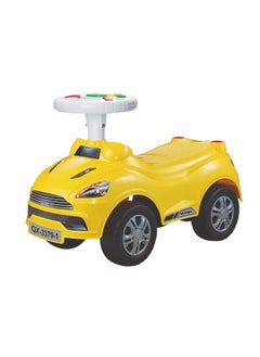 Galaxy Toys سيارة رياضية للأطفال - عجلة قيادة تفاعلية مع أضواء وأصوات، ممتعة داخلية وخارجية، لعبة دفع للركوب للأطفال الذين تتراوح أعمارهم بين 1-3 سنوات | صفراء  - Image 2