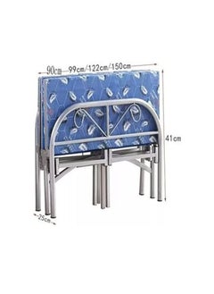 سلشا سرير قابل للطي ، هيكل معدني فردي ، أزرق - 190 (طول) × 90 (عرض) سم  - Image 4