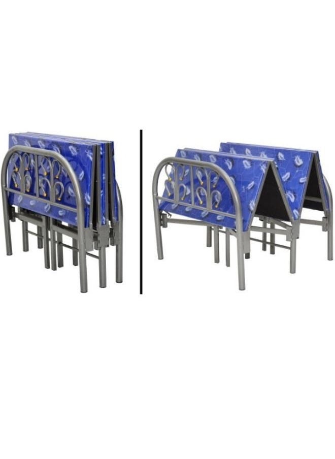 SULSHA Folding Bed Single Metal Build, Blue - 190(L) x 90(W) cm  - Image 2
