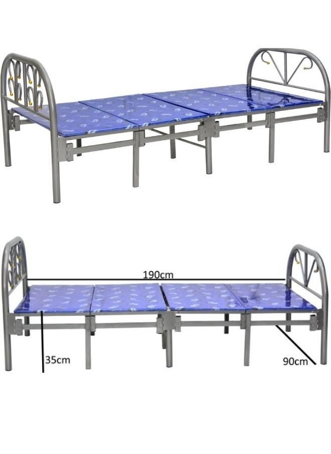 SULSHA Folding Bed Single Metal Build, Blue - 190(L) x 90(W) cm  - Image 1