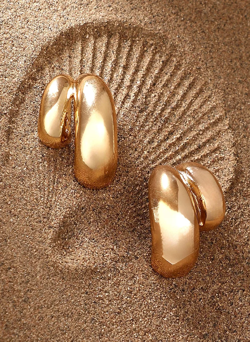 سوهي أقراط نسائية نصف دائرية غير متوازنة ذهبي كاليفورنيا مقاس واحد سبيكة معدنية بإغلاق ضاغط للمناسبات الكاجوال والسهرة