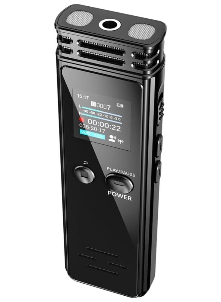 ELTRAZONE 128GB USB Rechargeable Voice Recorder with Built-in Mic, Speaker & Voice Activation, Black - Image 1
