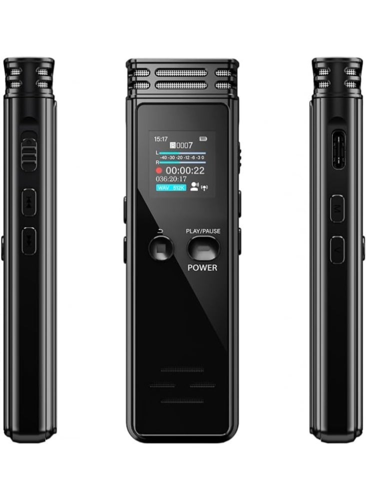 ELTRAZONE 128GB USB Rechargeable Voice Recorder with Built-in Mic, Speaker & Voice Activation, Black - Image 2