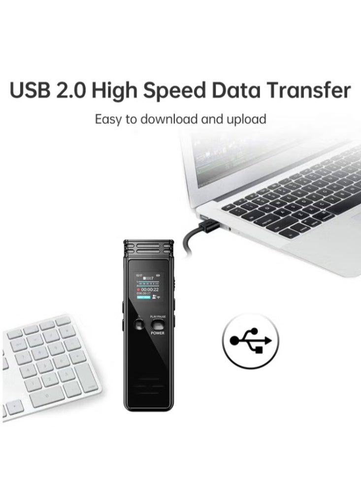 ELTRAZONE 128GB USB Rechargeable Voice Recorder with Built-in Mic, Speaker & Voice Activation, Black - Image 4
