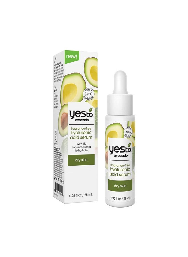Yes To Avocado Fragrancefree Hyaluronic Acid Serum Deeply Nourishing Formula Helps Attract & Infuse Dry Parched Skin With Moisture & Omega3 Fatty Acids Natural Vegan & Cruelty Free 0.95 Fl Oz - Image 1