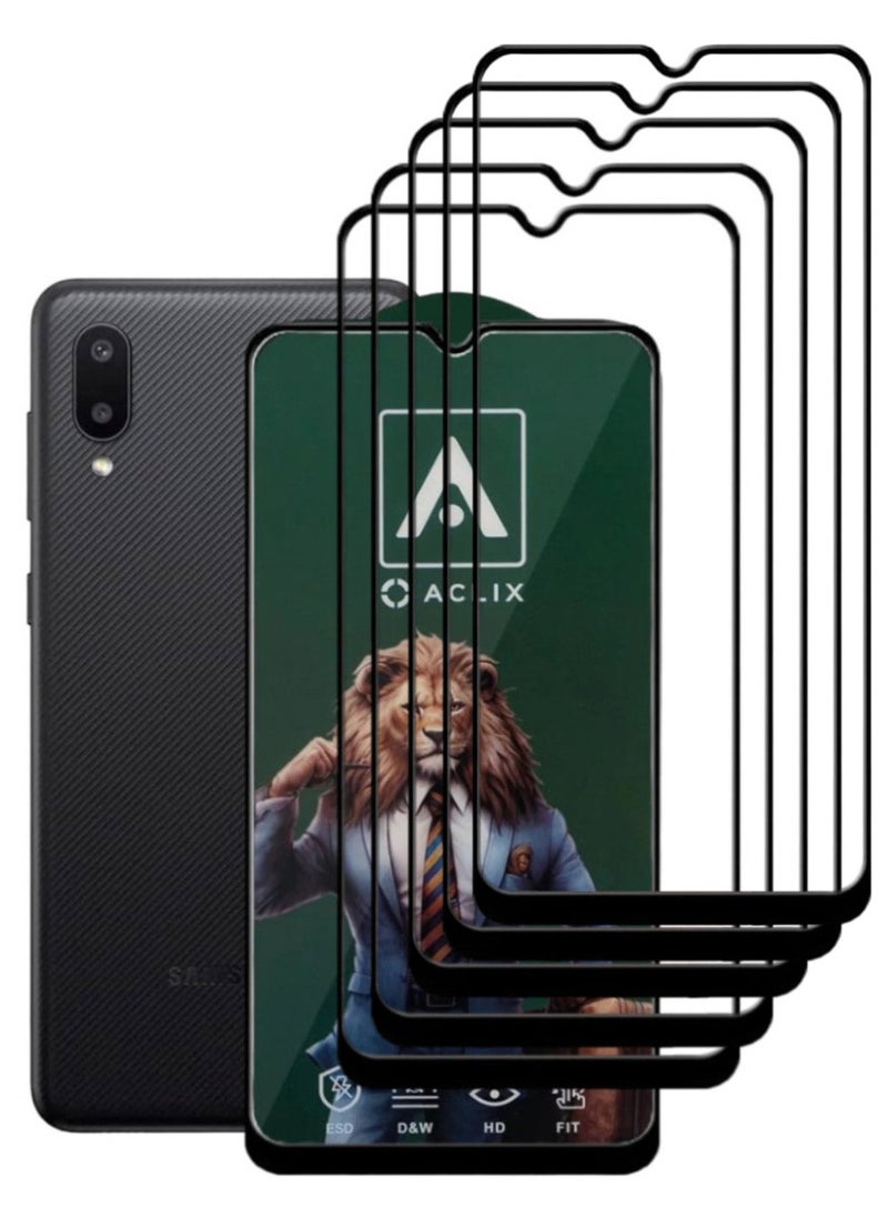 ACLIX 5 Pieces Antistatic ESD Dustproof Premium Quality High Definition Tempered Glass Screen Protector Designed For Samsung Galaxy A02 - Image 1