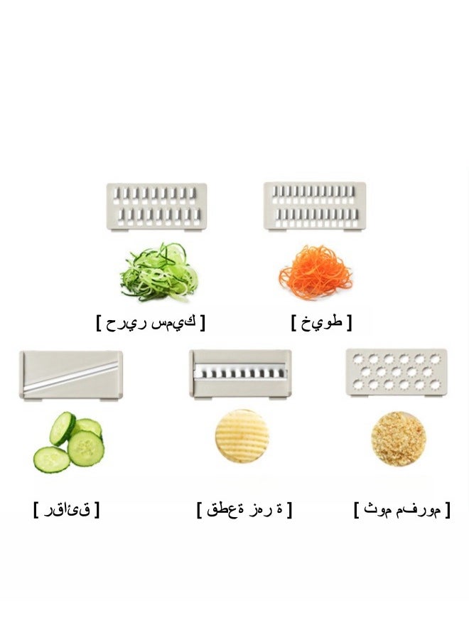 XiuWoo - 7 Piece Set Multifunctional Vegetable Cutter Grater Household Thick Wire Kitchen Vegetable Slicer Shredder Grater - Brown - Image 1