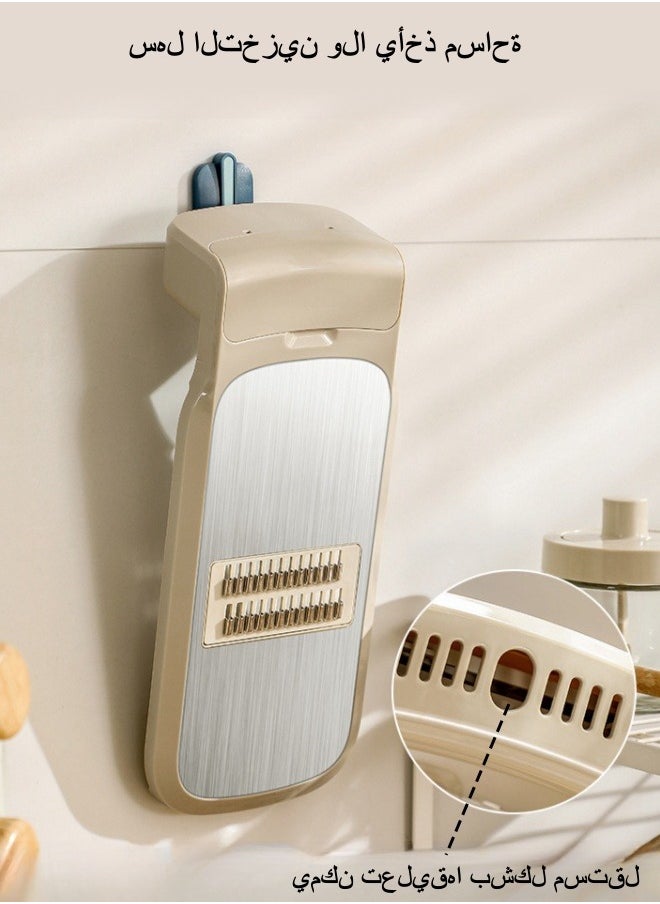XiuWoo - 7 Piece Set Multifunctional Vegetable Cutter Grater Household Thick Wire Kitchen Vegetable Slicer Shredder Grater - Brown - Image 1