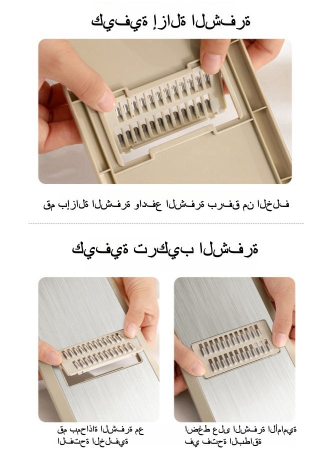 XiuWoo - 7 Piece Set Multifunctional Vegetable Cutter Grater Household Thick Wire Kitchen Vegetable Slicer Shredder Grater - Brown - Image 1