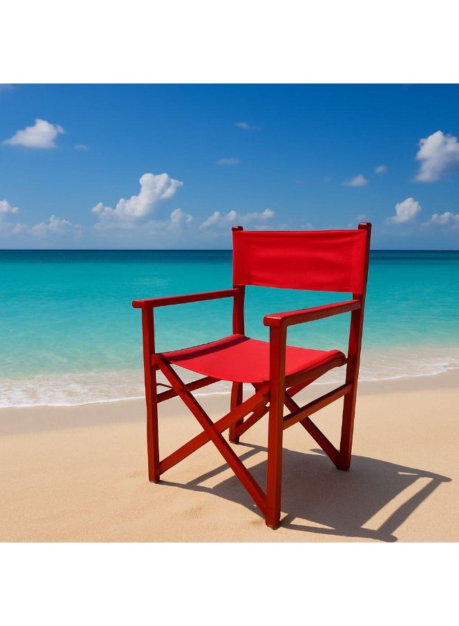 كرسي مخرج للبحر خشب زان - لون أحمر