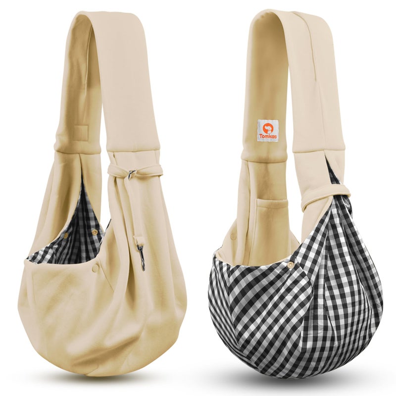 Tomkas Small Dog Sling Carrier - Classic Pocket & Classic Strap - for 3-10 lbs Pets(Cream) - Image 5