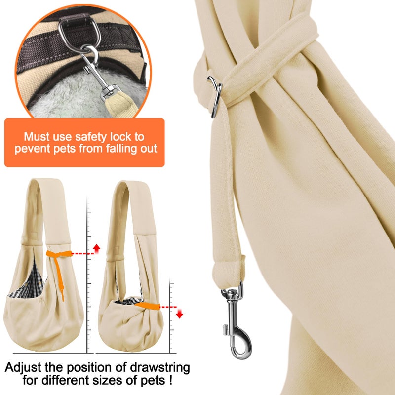 Tomkas Small Dog Sling Carrier - Classic Pocket & Classic Strap - for 3-10 lbs Pets(Cream) - Image 4