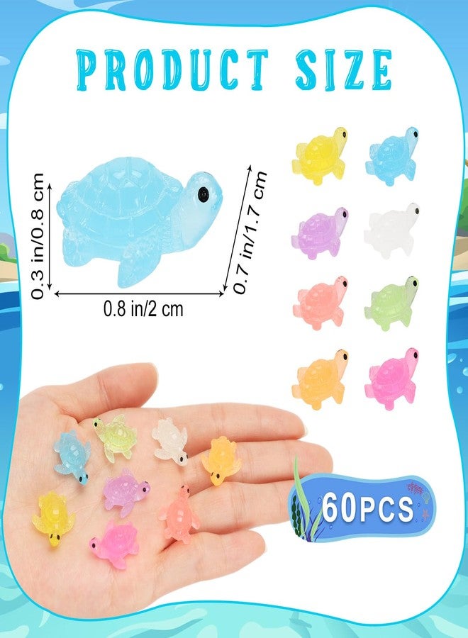 VICROIC 60 PCS Mini Resin Sea Turtle, Luminous Miniature Turtle Figurines, Tiny Sea Turtles Glow in The Dark for Dollhouse, Aquarium, Party Fillers, Cake Decorations, Fairy Garden Landscape - Image 2