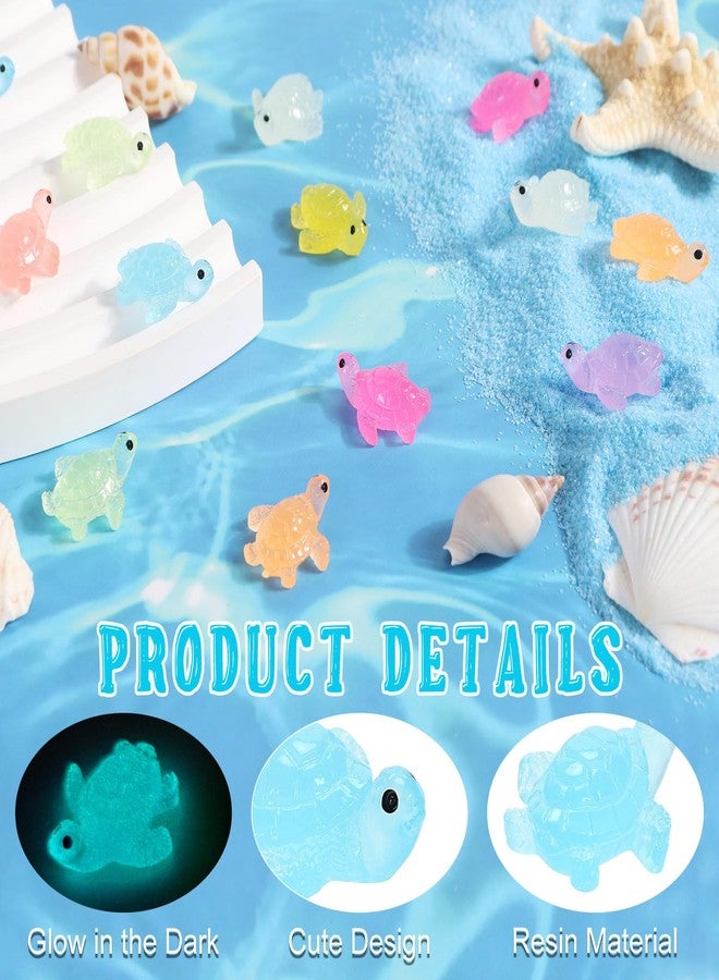 VICROIC 60 PCS Mini Resin Sea Turtle, Luminous Miniature Turtle Figurines, Tiny Sea Turtles Glow in The Dark for Dollhouse, Aquarium, Party Fillers, Cake Decorations, Fairy Garden Landscape - Image 3