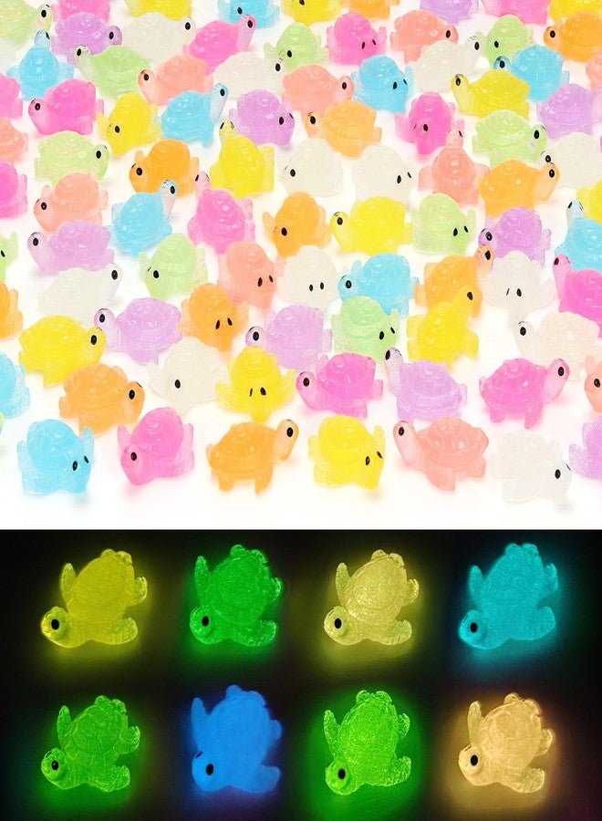 VICROIC 60 PCS Mini Resin Sea Turtle, Luminous Miniature Turtle Figurines, Tiny Sea Turtles Glow in The Dark for Dollhouse, Aquarium, Party Fillers, Cake Decorations, Fairy Garden Landscape - Image 1