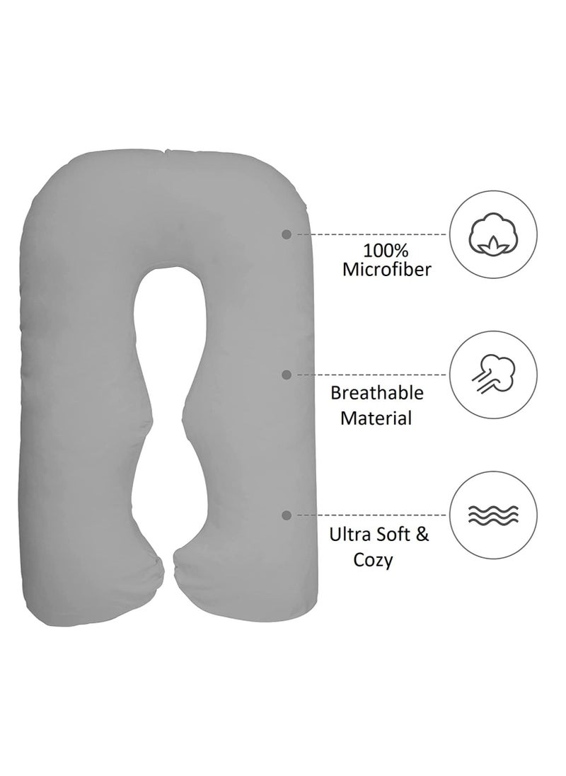 MIXDE Pregnancy Pillows, Maternity Pillows, U-Shape Full Body Pillow, Cooling Cover Grey, Pregnancy Pillows for Sleeping, Body Pillows for Adults, Maternity Pillow and Pregnancy Must Haves  - Image 2