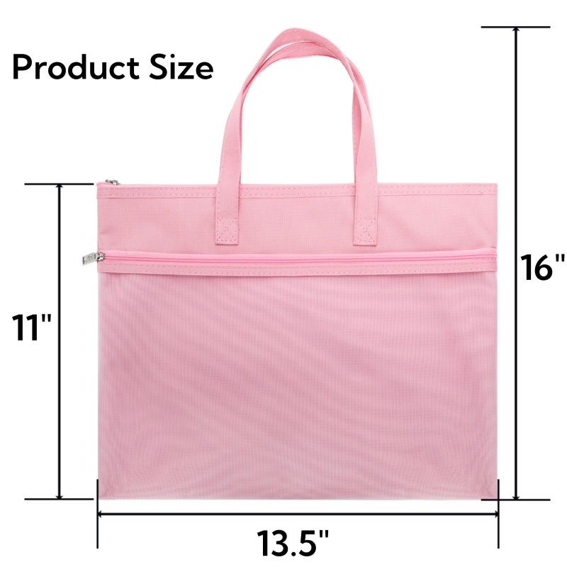 Tlence 5 Pack Mesh Zipper Pouch with Handle, A4 Double Layer Document Storage Bag, Waterproof File Pocket for Paper Books Art Supplies, Foldable Folder Bag Suitable for Office Travel Carry, 5 Colors - Image 2