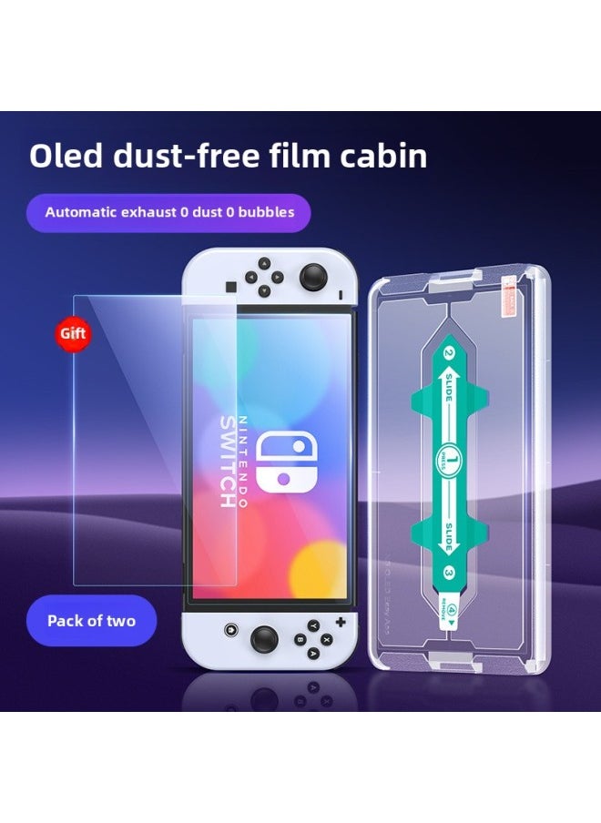 Generic Nintendo Switch Tempered Film Oled Protective Film Ns HD Seconds Sticker Game Machine Screen Automatic Sticker Artifact-Color:Two-piece-OLED Hd Film [strong Anti-fingerprint/one-second Cover Sticker] Sends Second Sticker Dust-free Cabin  - Image 1