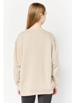 adidas Originals Women Sportswear Fit Long Sleeves Outdoor Sweatshirt, Beige  - Image 4
