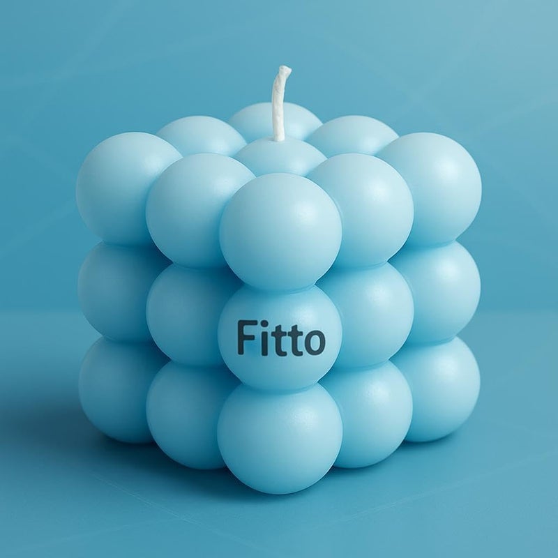 FITTO شمعة فيتو الزرقاء على شكل فقاعات 5x6x5.3 سم - ديكور منزلي عصري وشمعة للاسترخاء للهدايا - Image 3