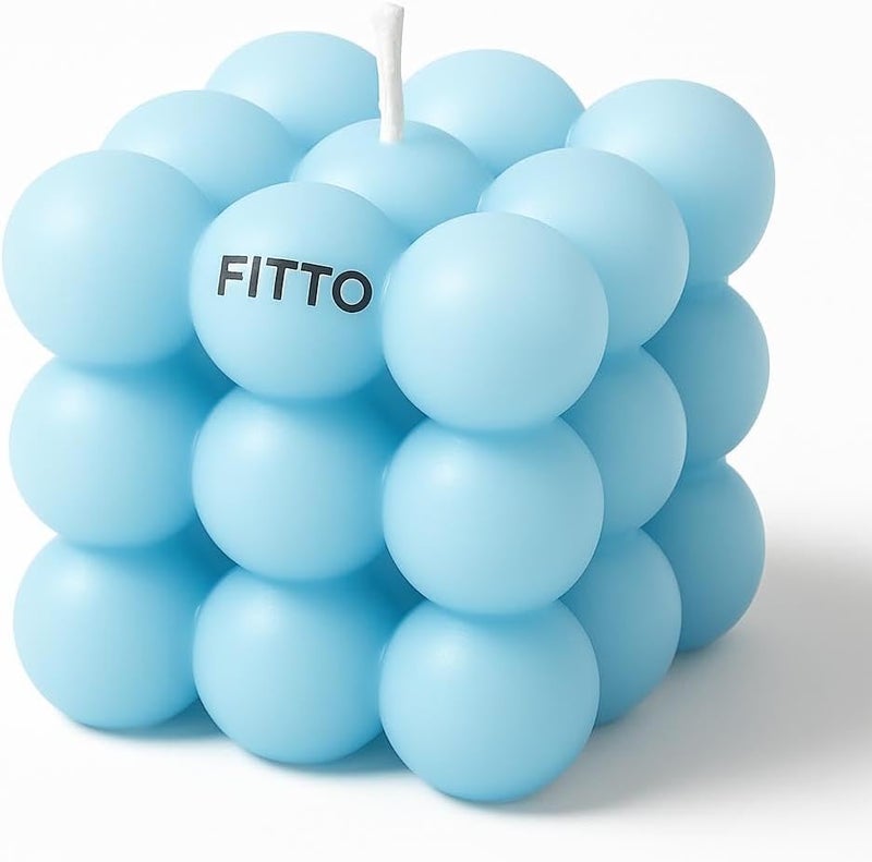 FITTO شمعة فيتو الزرقاء على شكل فقاعات 5x6x5.3 سم - ديكور منزلي عصري وشمعة للاسترخاء للهدايا - Image 1