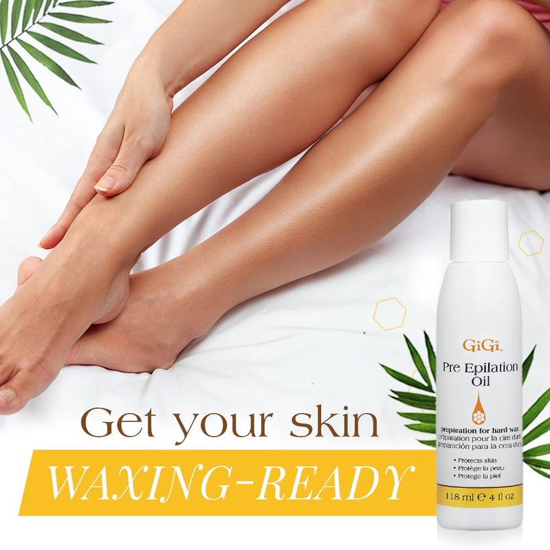 GiGi Pre Wax Epilation Oil for Hair Removal - Soothing Soybean & Grape Seed Oils, Pre-Waxing Skin Prep, 4 fl oz - Image 3