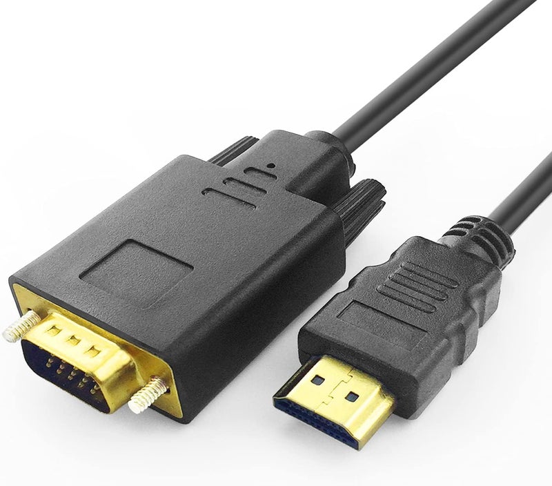 FENTICO Hdmi To Vga Cable Connector,Uni-Directional Hdmi (Source) To Vga (Display) Cable (Male To Male) Compatible For Computer, PC, Desktop, Laptop, Monitor, Projector, HDTV, Roku,Xbox-1.8Meter,Black - Image 1