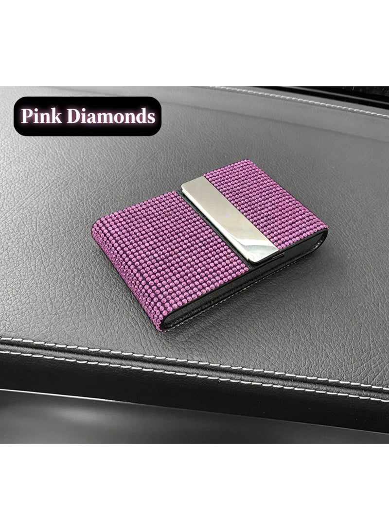 Bling Rhinestone Card Holder, Crystal Diamond Credit Card & Driver License Case,  Business Card Organizer with Metal Clip, Luxury Bling Wallet for Women