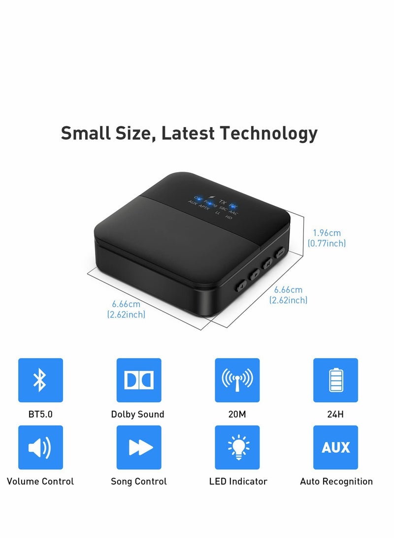 Bluetooth 5.0 Transmitter Receiver, Bluetooth Audio Adapter Digital Optical 3.5mm Audio Cable for TV/Home Stereo System Low Latency,HD - Image 4