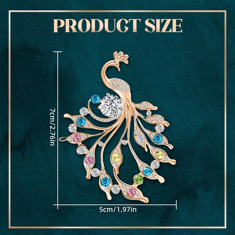 HANNEA® Brooch Pin for Women Sparkling Peacock Saree Brooch for Women Crystal Rhinestone Saree Pins for Dress, Blazer, Shawl, Brooch Pin Clothing Accessories Jewellery Gift for Women, Girls - Image 1