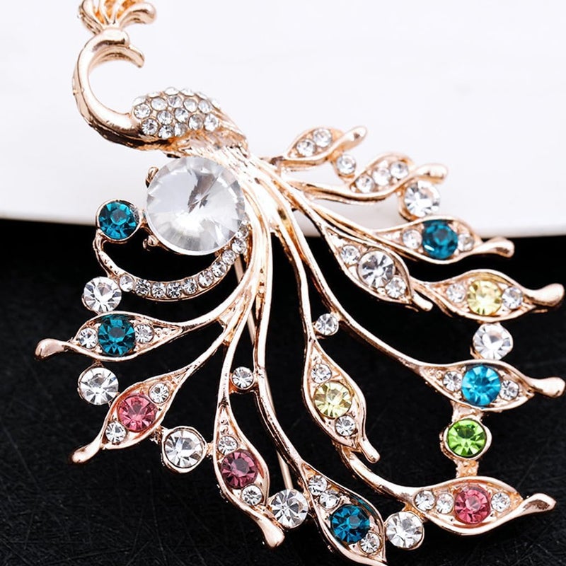 HANNEA® Brooch Pin for Women Sparkling Peacock Saree Brooch for Women Crystal Rhinestone Saree Pins for Dress, Blazer, Shawl, Brooch Pin Clothing Accessories Jewellery Gift for Women, Girls - Image 5