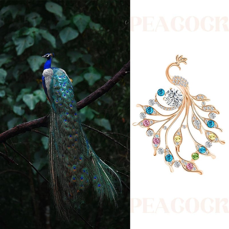 HANNEA® Brooch Pin for Women Sparkling Peacock Saree Brooch for Women Crystal Rhinestone Saree Pins for Dress, Blazer, Shawl, Brooch Pin Clothing Accessories Jewellery Gift for Women, Girls - Image 4